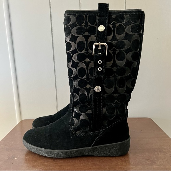 COACH Black Suede Tulip Boots Size 8 - Picture 3 of 4